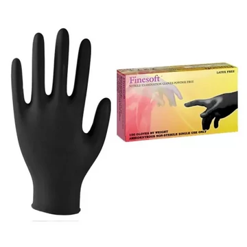 Finesoft Nitril vizsgáló kesztyű, púdermentes, fekete "M" 100 db/doboz