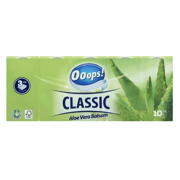Ooops! Classic Aloe Vera Balsam papír zsebkendő 3 rétegű 10 x 10 db