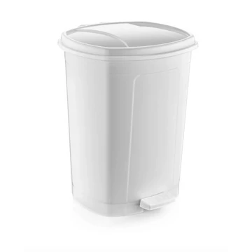 Műanyag pedálos szemetes, fehér 50L
