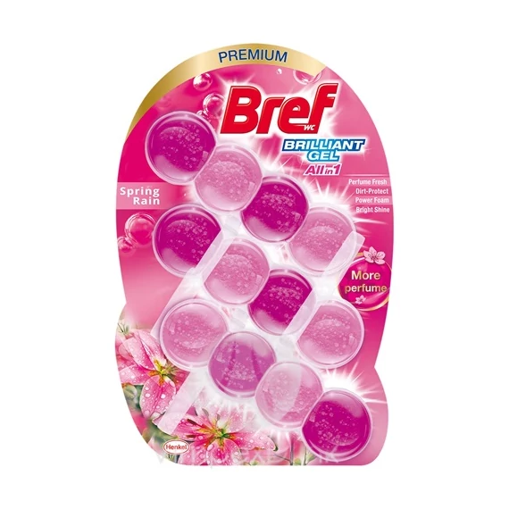 Bref Brilliant gél 3x42g Spring Rain WC illatosító