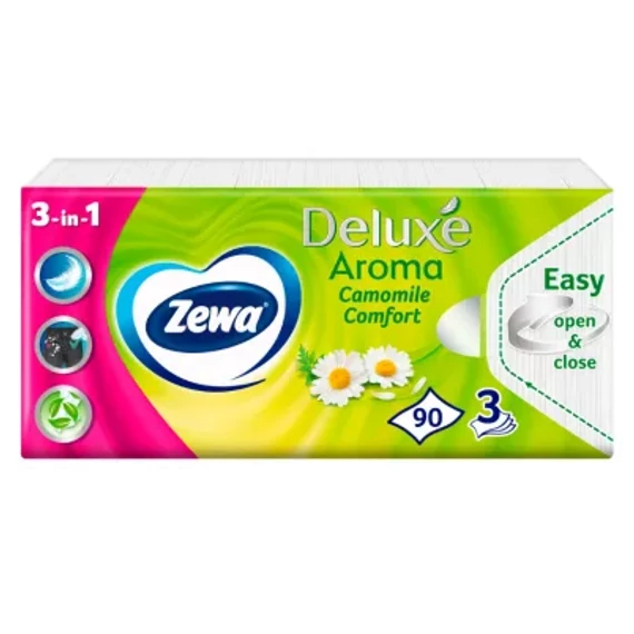 Zewa Deluxe papírzsebkendő Kamilla 3 rétegű 90db