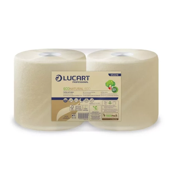Lucart ECO Natural ipari papírtörlő - kéztörlő 2 rétegű, 800 lapos, 2 tekercs/zsugor 64 zsugor/raklap