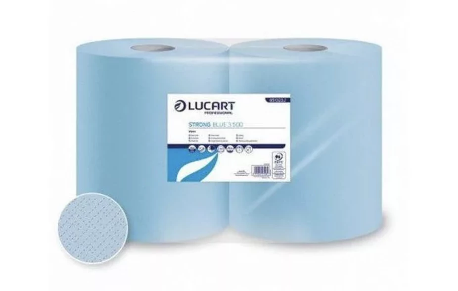 Lucart Strong Blue 3.500 ipari törlőkendő, 3 rétegű, 500 lap, 2 tekercs/zsugor